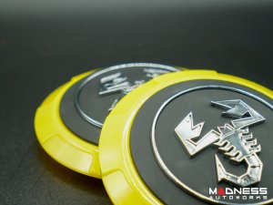 FIAT 500 Wheel Center Cap Set - set of 4 - Yellow/ Black - Scorpion Design